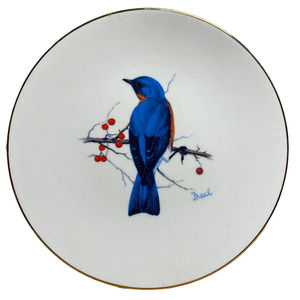 National Wildlife Federation Eastern Bluebird Signed Trace Gold Trim Belcrest US
